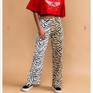 Dressed in Lala Mad Trippy Wide Leg Denim in Zebra